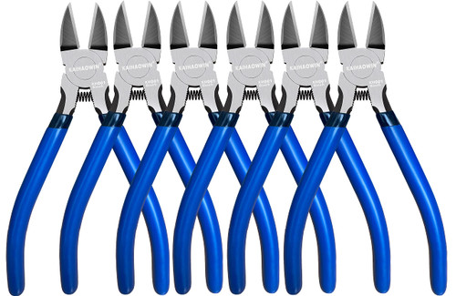 Wire Cutters 6 Pack, KAIHAOWIN 6 inch Dikes Small Wire Cutters Flush Cutters Wire Snips Clippers Diagonal Cutters Side Cutters Cutting Pliers for Crafting