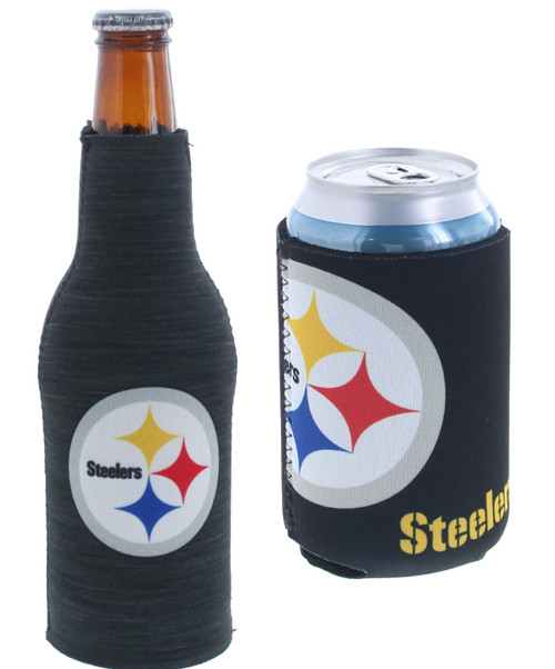 Football Can & Bottle Holder Insulator Beverage Huggie Cooler (Pittsburgh (Steelers) - Active Static)