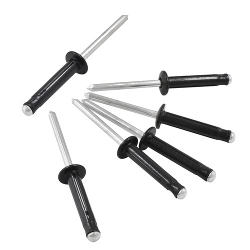 Kyuionty 60 Pcs 3/16" x 1" Tri-Fold Exploding Pop Rivets, Aluminum Large Head Blind Rivets (Black)