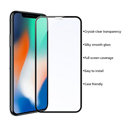 iPhone X Screen Protector, 3D Full Coverage Film 9H, Japanese Tempered Glass Screen Protector for iPhone X/iPhone 10 2017 [Case Friendly] [Easy Install] [3D Touch] [Ultra Clear] [Shatter Pro
