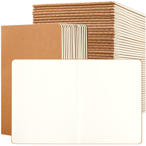 Labkiss 100 Pack Small Blank Notebook & Journal Bulk, Kraft Cover, Unlined Thick Paper, 4.25x5.5 inch,48 Page, Pocket Writing Sketchbook Subject Note Pad Set for Women Men Kid Traveler Student Office