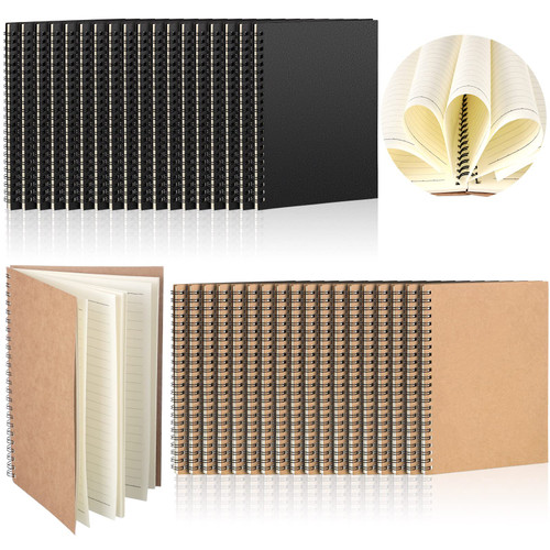 36 Packs A5 Spiral Notebook Hardcover Ruled Notebooks Soft Cover Spiral Journal College Writing Subject Lined Notebook 5.5 x 8.3 Inch 50 Sheets 100 Pages Lined Paper for Office School (Brown, Black)