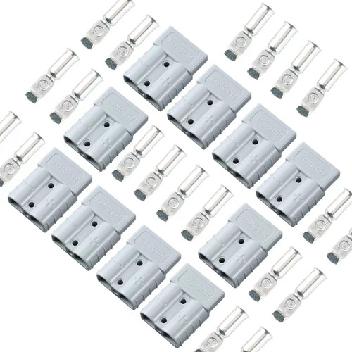 50 Amp 10Gauge Battery Quick Connector 12-36V Battery Quick Disconnect Wire Harness Plug Kit Battery Quick Connector Disconnect Plug for Motor Winch Trailer (Grey, 10/12AWG)