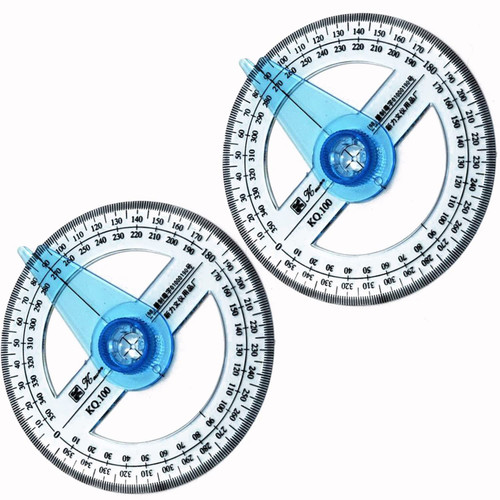 LSTCPGLAI 2 Pcs Plastic Protractor Pircle Drawing Tool 360-Degree Protractor for Angle Measurement Student Math Clear Circle Protractor
