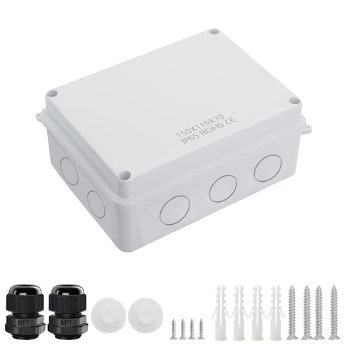 LeMotech Junction Box with Reserved Holes ABS Plastic Electrical Box IP65 Waterproof Dustproof Project Enclosure for Electronics White 5.9 x 4.3 x 2.8 inch