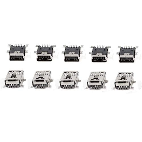 QMseller 10 Pcs Mini USB Type B Female Port 5-Pin 180 Degree SMD SMT PCB Jack Socket