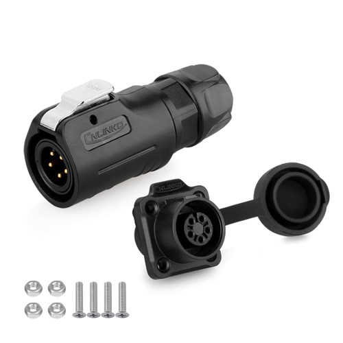 CNLINKO M12 Waterproof Aviation Connector PBT Plastic Cable Panel Mount connector, 5 Pin Circular Connector Male Female Plug Socket (5pin)