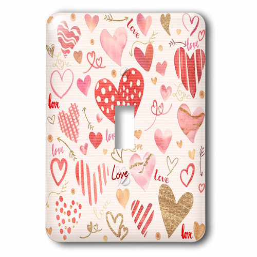 3dRose Image Of Hand Painted Hearts and Love Pattern - Light Switch Covers (lsp-372917-1)