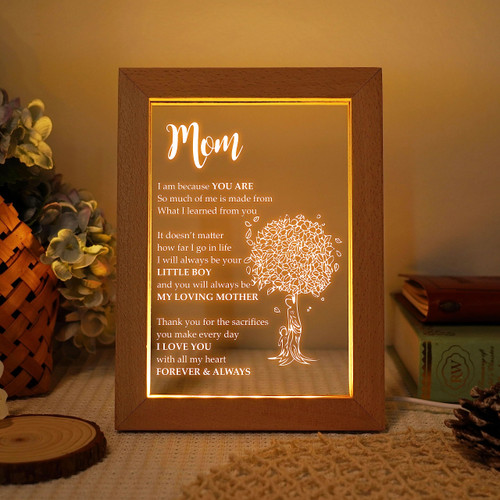 UNIQUILLING Birthday Gifts for Mom, Gifts for Mom from Son, Mom Gifts for Birthday, Acrylic USB Low Power Night Lamps a Letter to My Mother Mother's Day, Christmas Gifts, Lamp Presents for Mom- L