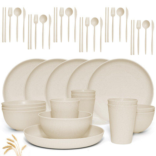 Wheat Straw Dinnerware Sets -DAPIPIK 42 Piece Unbreakable Dinnerware Sets for 6, Kitchen Plates and Bowls Set, Lightweight Camping Plates Cups and Bowls Set.Dishwasher Microwave Safe Dinnerware Wheat Straw Dinnerware Sets -DAPIPIK 42 Piece Unbreakable Dinnerware Sets for 6, Kitchen Plates and Bowls Set, Lightweight Camping Plates Cups and Bowls Set.Dishwasher Microwave Safe Dinnerware