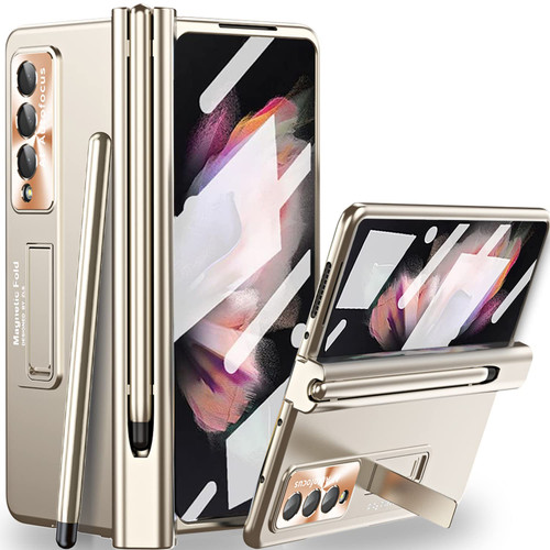 Miimall for Samsung Galaxy Z Fold 3 Case with S Pen, Fold 3 Pen with Pen Holder + Lens Film + Front Screen Protector Film + Luxury Case for Galaxy Z Fold 3 2021 (Champagne Gold) Miimall for Samsung Galaxy Z Fold 3 Case with S Pen, Fold 3 Pen with Pen Holder + Lens Film + Front Screen Protector Film + Luxury Case for Galaxy Z Fold 3 2021 (Champagne Gold)