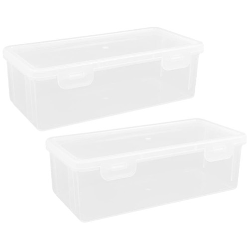 DOITOOL 2Pcs Clear Plastic Bread Box for Kitchen Countertop, Airtight Bread Storage Container Plastic Bread Keeper Bread Storage Bin for Homemade Bread (7.5x3.7x2.4inch)