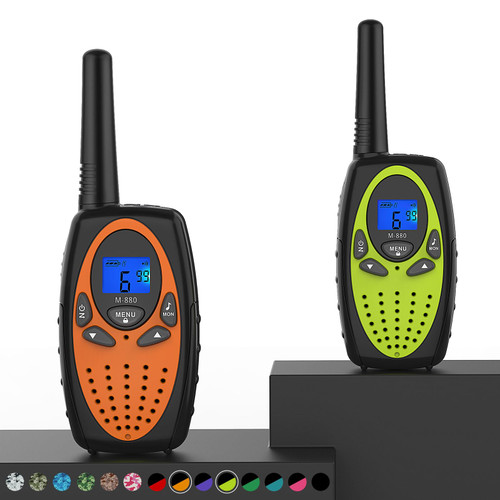 Walkie Talkies Long Range, Topsung M880 FRS Two Way Radio for Adults with LCD Screen/Durable Wakie-Talkies with Noise Cancelling for Men Women Outdoor Adventures Cruise Ship (Orange and YellowGreen)