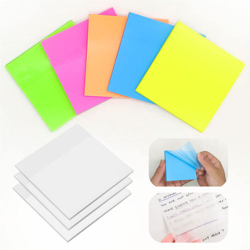 400 Sheets 8 Pad Transparent Sticky Notes,3x3 Translucent Sticky Notes Waterproof Colorful Clear Sticky Note Annotating Removable See Through Self Adhesive Memo Message Reminder for Home Office School