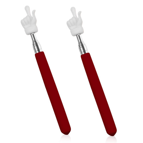 2 Pcs Telescopic Teacher Pointer Finger, Mini Retractable Hand Pointer Teacher Pointers for Classroom, Extendable Pointer Finger Pointer Stick Elementary School Kindergarten Teacher Supplies (Red)