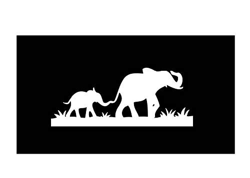 Mom & Baby Elephant Vinyl Decal | White | Made in USA by Foxtail Decals | for Car Windows, Tablets, Laptops, Water Bottles, etc. | 4.75 x 2.0 inch