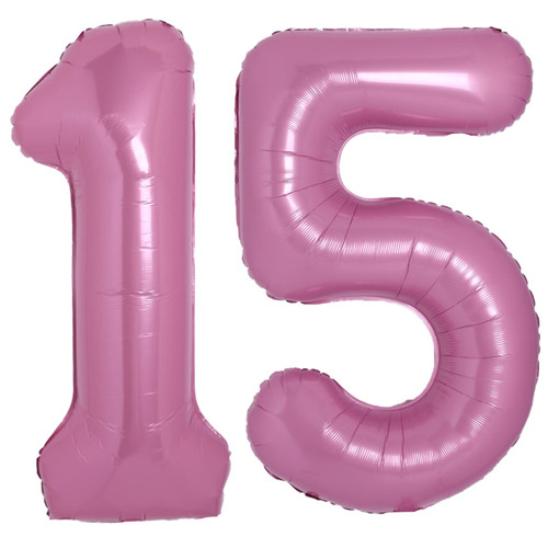 40 Inch Number 15 Balloon macaron Pink 15th Birthday Anniversary Party Decorations Supplies for Girls Large Foil Mylar Number 51 Rainbow Giant Huge Helium Balloons Big Jumbo Rainbow Digital 15 Balloon