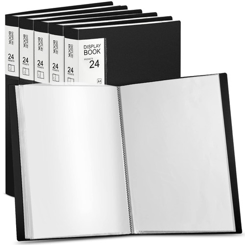 6 Pack Binder with Plastic Sleeves 24 Pocket Art Portfolio Presentation Book Binder 8.5 x 11 Inch Art Portfolio Folder with Clear Sheet Protector Portfolio Folder Binder Display 48 Pages (Black)