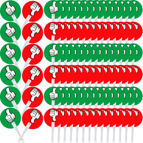 Thumbs up Thumbs Down Classroom Voting Paddles Handy Teacher Classroom Event Supplies Plastic Thumbs up Sign Green Red Yes or No Paddles True False Paddles for School Classroom Student (80)