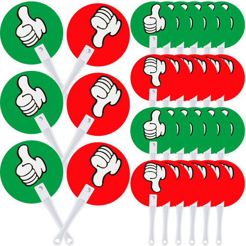 30 Pack Thumbs up Thumbs Down Classroom Voting Paddles Handy Teacher Classroom Event Supplies Plastic Thumbs up Sign Green Red Yes or No Paddles True False Paddles for School Student