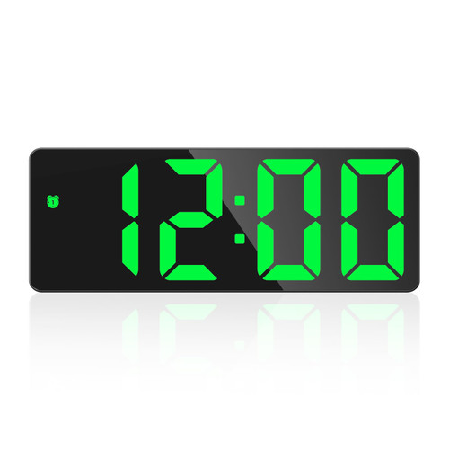 LOFICOPER Digital Alarm Clock for Bedrooms, 6.5'' LED Alarm Clock, Large Display Bedside Alarm Clock with Snooze, Adjustable Brightness, USB Charging Port, Black Case and Green Digit