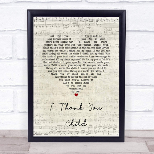 I Thank You Child Script Heart Song Lyric Script Heart Poster Art Print