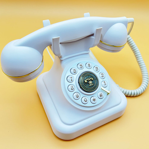 Retro Landline Telephone, Sentno 1960's Vintage Corded Dial Phone Classic Old Fashion Telephones Wired Desk Telephone for Office and Home (White)