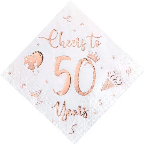 50 Pieces 50th Birthday Party Cocktail Napkins Cheers to 50 Years Old Napkins 50th Anniversary Beverage Disposable Napkins 1971 Birthday Wedding Dessert Cake Table Decoration for Women Men 3-ply