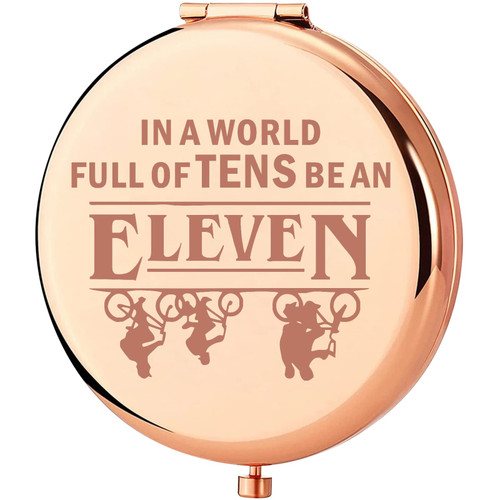 KEYCHIN Eggo Waffles Pocket Mirror Eggo Waffles Fans Gifts in a World Full of Tens Be an Eleven Compact Makeup Mirror for Women Girls Teenagers (Eleven-RG)