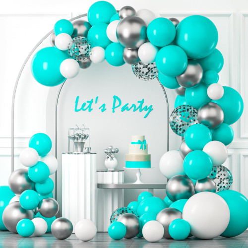 Teal Silver White Balloons Garland Arch kit,120Pcs 18 12 10 5 In Teal and White Metallic Silver Confetti Latex Balloons for Graduation Baby Shower Weddings Birthday Party Decorations Teal Silver White Balloons Garland Arch kit,120Pcs 18 12 10 5 In Teal and White Metallic Silver Confetti Latex Balloons for Graduation Baby Shower Weddings Birthday Party Decorations