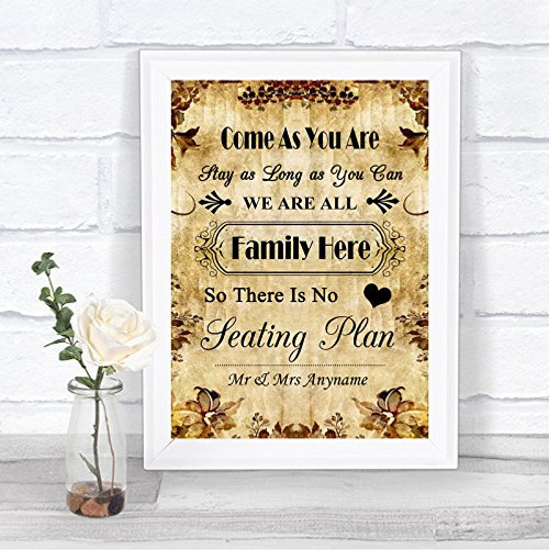 Autumn Vintage No Seating Plan Personalized Wedding Sign