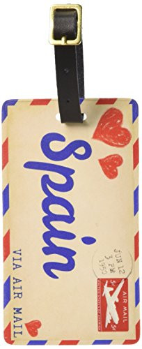 Graphics & More Air Mail Postcard Love for Spain Luggage Suitcase Carry-on Id Tags, White