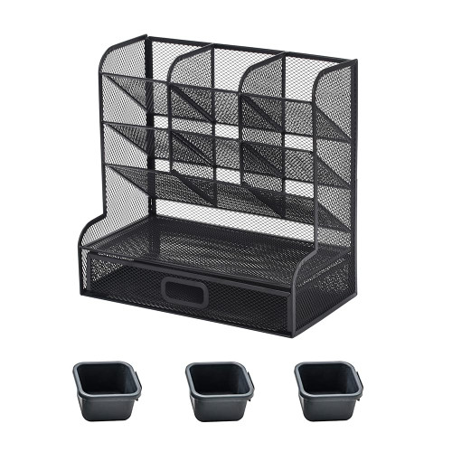 Gonice Mesh Pen Organizer Desktop Office Supplies Multi-Functional Caddy Pen Holder Stationery Accessories, Art Supplies Desk Organizer with Drawer for Office? Home and School(Black) Gonice Mesh Pen Organizer Desktop Office Supplies Multi-Functional Caddy Pen Holder Stationery Accessories, Art Supplies Desk Organizer with Drawer for Office? Home and School(Black)