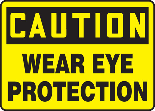 Accuform MPPE406VP Sign,"Caution WEAR Eye Protection", 7" Length x 10" Width x 0.055" Thickness, Plastic, 7" x 10", Black on Yellow