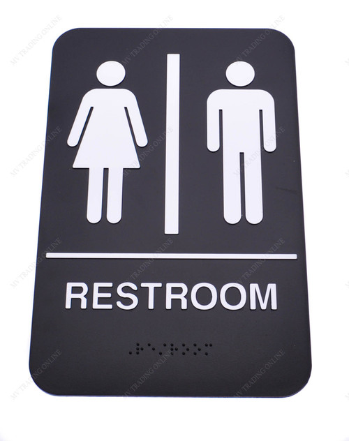 6" x 9" ADA Information Sign with Braille, Restroom