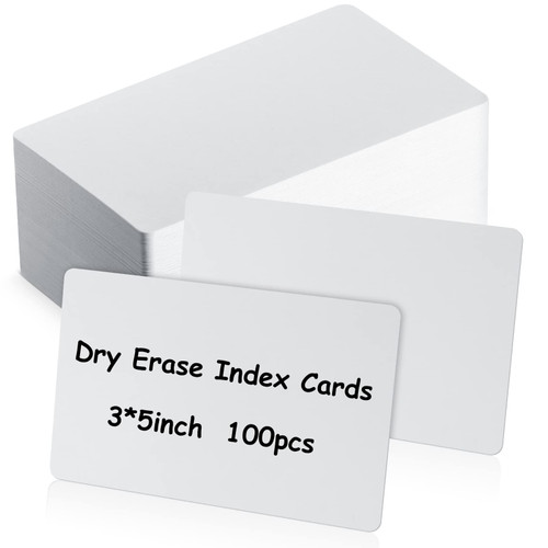 Harloon 100 Pcs Dry Erase Index Cards Blank Laminated Cards Reusable Dry Erase Note Cards Flash Sheets Game Cards for School Office Home to Do List (White, 3 x 5 Inch)