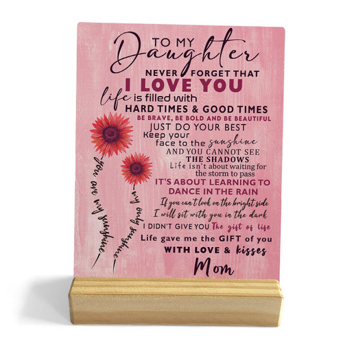 Daughter Quote Desk Decor Rustic Plaque with Wood Stand, to My Daughter I Love You Wooden Sign, Sunflower Wood Sign for Home Shelf Decor Daughter Quote Desk Decor Rustic Plaque with Wood Stand, to My Daughter I Love You Wooden Sign, Sunflower Wood Sign for Home Shelf Decor