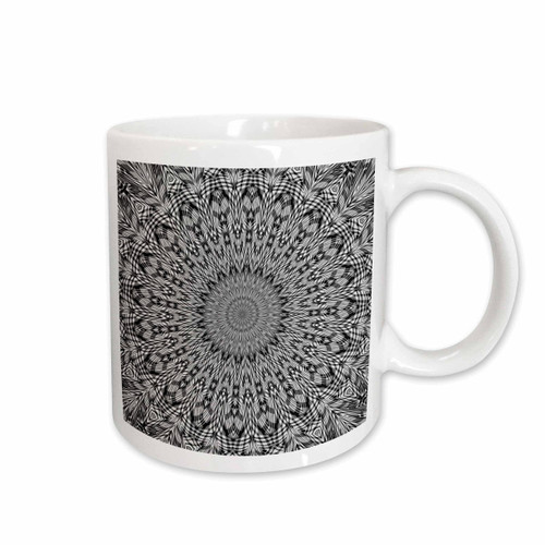 3dRose Intricate Grey Tone Mandala Pattern - Mugs (mug_347473_1)