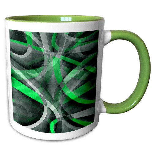 3dRose Eighties Green On Grey Abstract Strip Pattern - Mugs (mug_355238_7)