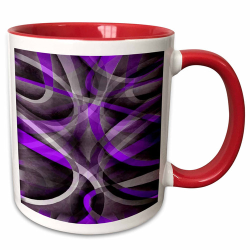 3dRose Eighties Light Purple On Grey Abstract Strip Pattern - Mugs (mug_355247_5)