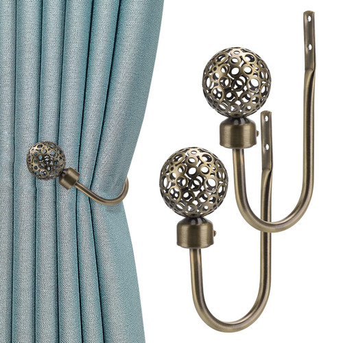 Curtain Holdbacks, 2pcs Hollow Ball Drapery Tiebacks, Window Drapery Holder Curtain Hook