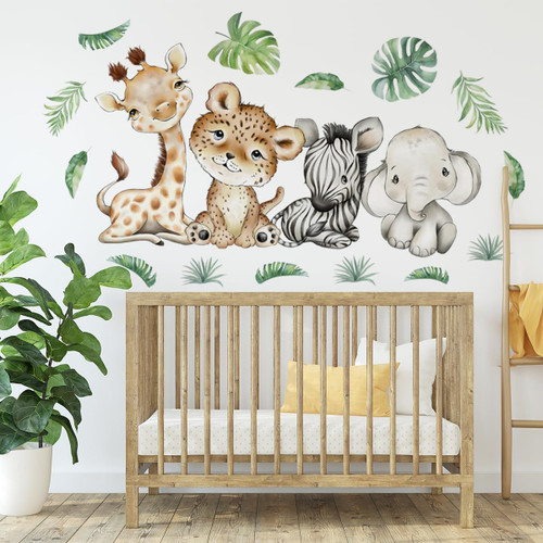 Watercolor Jungle Animal Wall Decals Tiger Elephant Zebra Giraffe Wall Vinyl DIY Wall Art Stickers Peel and Stick Stickers for Kid's Nursery Playroom Bedroom Classroom Kindergarten Wall Decor Watercolor Jungle Animal Wall Decals Tiger Elephant Zebra Giraffe Wall Vinyl DIY Wall Art Stickers Peel and Stick Stickers for Kid's Nursery Playroom Bedroom Classroom Kindergarten Wall Decor