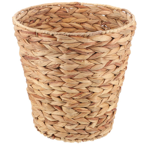 Zerodeko Woven Basket Wicker Rattan Waste Basket Woven Seagrass Trash Can Natural Water Hyacinth Storage Basket Round Laundry Hamper Woven Garbage Recycling Bin Rattan Basket