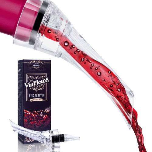 Wine Aerator Pourer Spout, Premium Wine Decanter Accessory w/Gift Box, By-the-Glass Aerating for Better Tasting Vino by VinFlow5