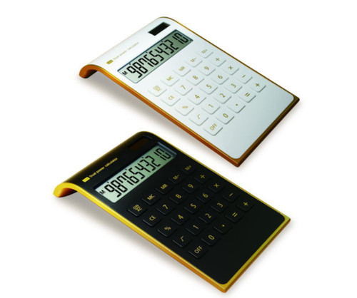 YoCosii Calculator, Slim Elegant Design, Office/Home Electronics, Dual Powered Desktop Calculator, Solar Power, 10 Digits, Tilted LCD Display, Inclined Design, Black & White (Slim)