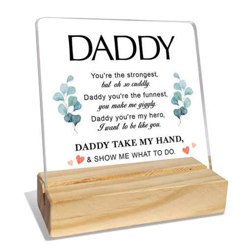 Daddy Gifts from Daughter Son Kids, Dad Birthday Fathers Day Christmas Day Gifts for Father, Best Dad Ever Gifts, Thank You Gifts for Dad, Daddy You Are The Strongest, Desk Acrylic Decor