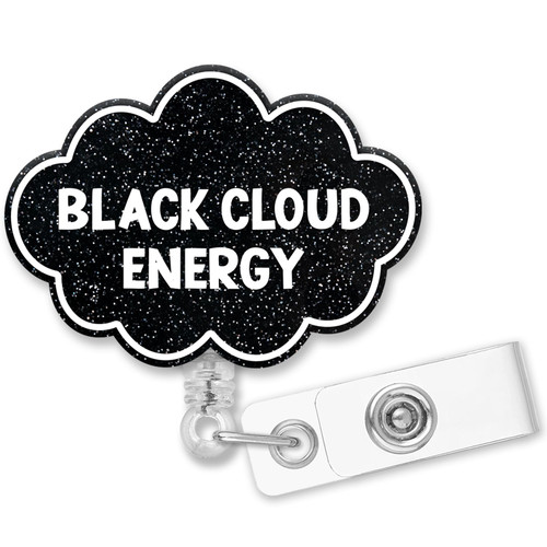 QYUVK Retractable Black Cloud Energy Badge Reel with Alligator Clip, Funny Black Glitter Black Cloud Badge Holder Gift for Doctors Nurses Office Worker Social Worker Boss Coworker Student Teacher