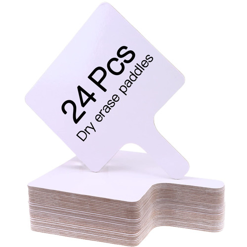 24 Pieces Dry Erase Answer Paddles Handheld Double Sided Paddles Mini White Boards Small White Board Dry Erase Signs Auction Paddles for Students Teachers Classroom Voting Bridal Shower Games