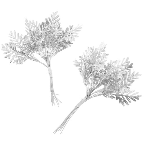 BESTOYARD Artificial Flower Garland 2pcs Christmas Tree Pick Leaves Ornament Glitter Leaf Spray DIY Craft Xmas Holiday Decor Vase Tree Filler Wreath Garland Gift Wedding Decoration Style 2