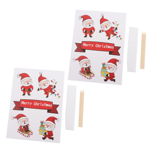 BESTOYARD 25pcs Cake Insert Christmas Decor Drink Garnish Drink Toppers Christmas Cake Decoration Holiday Christmas Party Cupcake Topper Paper Red Santa Cake Toppers Decor Toppers Paper Cup